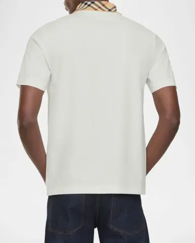 Burberry Men's Check-Collar Cotton Polo Shirt | Thumbnail 2