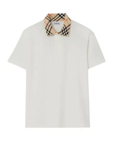Burberry Men's Check-Collar Cotton Polo Shirt | Thumbnail 1