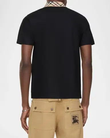 Burberry Men's Check-Collar Cotton Polo Shirt | Thumbnail 2