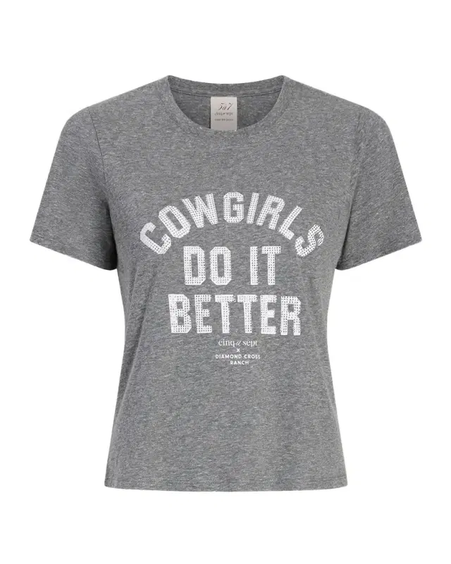 Cinq a Sept Heatset Cowgirls Crewneck Shrunken Tee