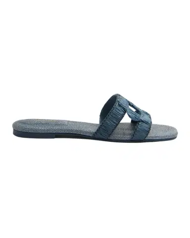 Simkhai Raffia Monogram Flat Slide Sandals | Thumbnail 1 Simkhai Raffia Monogram Flat Slide Sandals | Thumbnail 1