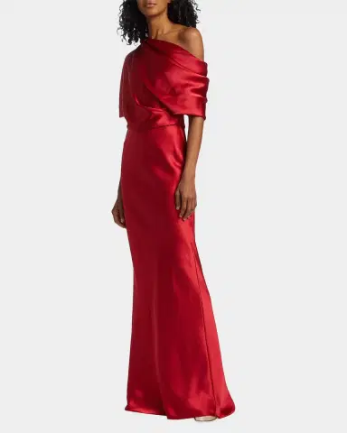 Amsale Draped Satin One-Shoulder Gown | Thumbnail 18 Amsale Draped Satin One-Shoulder Gown | Thumbnail 18
