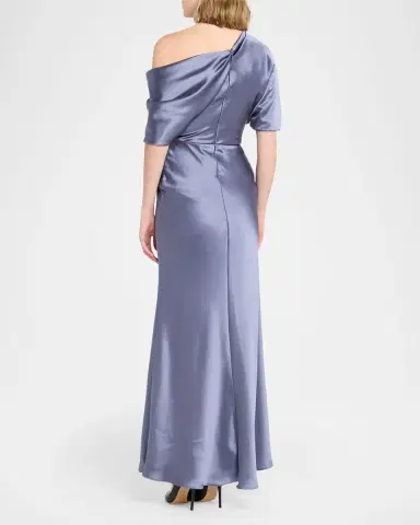 Amsale Draped Satin One-Shoulder Gown | Thumbnail 6 Amsale Draped Satin One-Shoulder Gown | Thumbnail 6