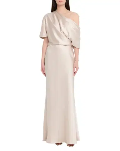 Amsale Draped Satin One-Shoulder Gown | Thumbnail 1 Amsale Draped Satin One-Shoulder Gown | Thumbnail 1