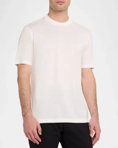 Emporio Armani Men's Lyocell and Cotton Crewneck T-Shirt | Thumbnail 4 Emporio Armani Men's Lyocell and Cotton Crewneck T-Shirt | Thumbnail 4