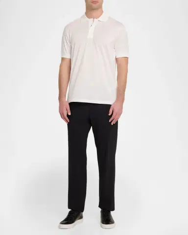 Emporio Armani Men's Lyocell and Cotton Quarter-Zip Polo Shirt | Thumbnail 2