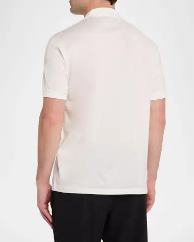 Emporio Armani Men's Lyocell and Cotton Quarter-Zip Polo Shirt | Thumbnail 3