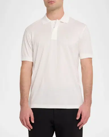 Emporio Armani Men's Lyocell and Cotton Quarter-Zip Polo Shirt | Thumbnail 4