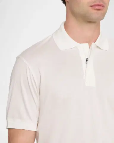 Emporio Armani Men's Lyocell and Cotton Quarter-Zip Polo Shirt | Thumbnail 5