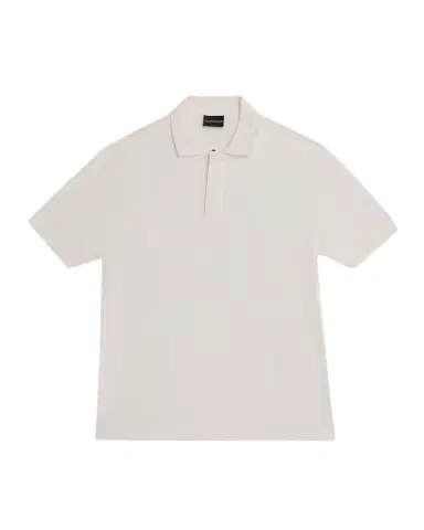 Emporio Armani Men's Lyocell and Cotton Quarter-Zip Polo Shirt | Thumbnail 1