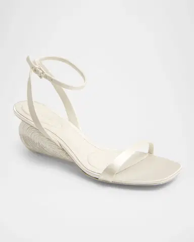 Simkhai 65mm Bridget Satin Oyster Wedge Sandals | Thumbnail 2