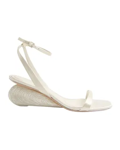Simkhai 65mm Bridget Satin Oyster Wedge Sandals | Thumbnail 1