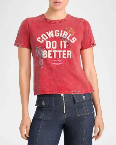 Cinq a Sept Cowgirls Do It Better Shrunken Tee | Thumbnail 2