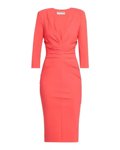 Chiara Boni La Petite Robe Azula Pleated Deep V-Neck Midi Sheath Dress | Thumbnail 1 Chiara Boni La Petite Robe Azula Pleated Deep V-Neck Midi Sheath Dress | Thumbnail 1