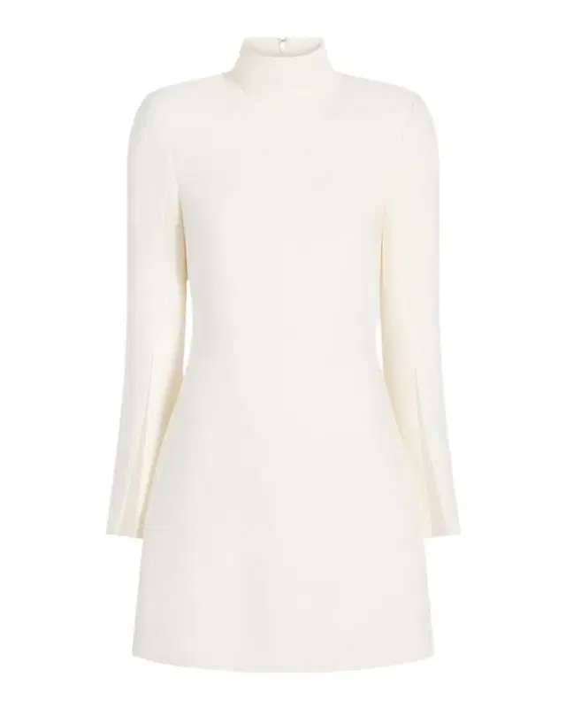 Drapey Crepe Mock-Neck Mini Dress