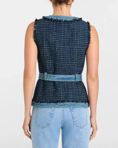 Cinq à Sept Joans Belted Bouclé Denim Vest | Thumbnail 3