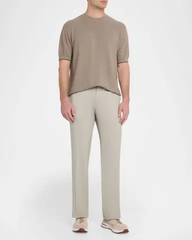 Emporio Armani Men's Tonal Textured Cotton T-Shirt | Thumbnail 2