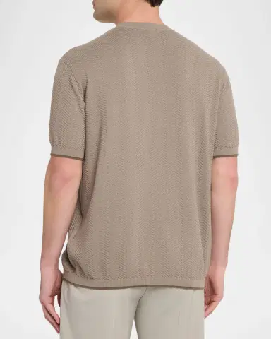 Emporio Armani Men's Tonal Textured Cotton T-Shirt | Thumbnail 3