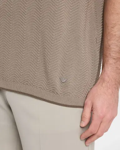 Emporio Armani Men's Tonal Textured Cotton T-Shirt | Thumbnail 5