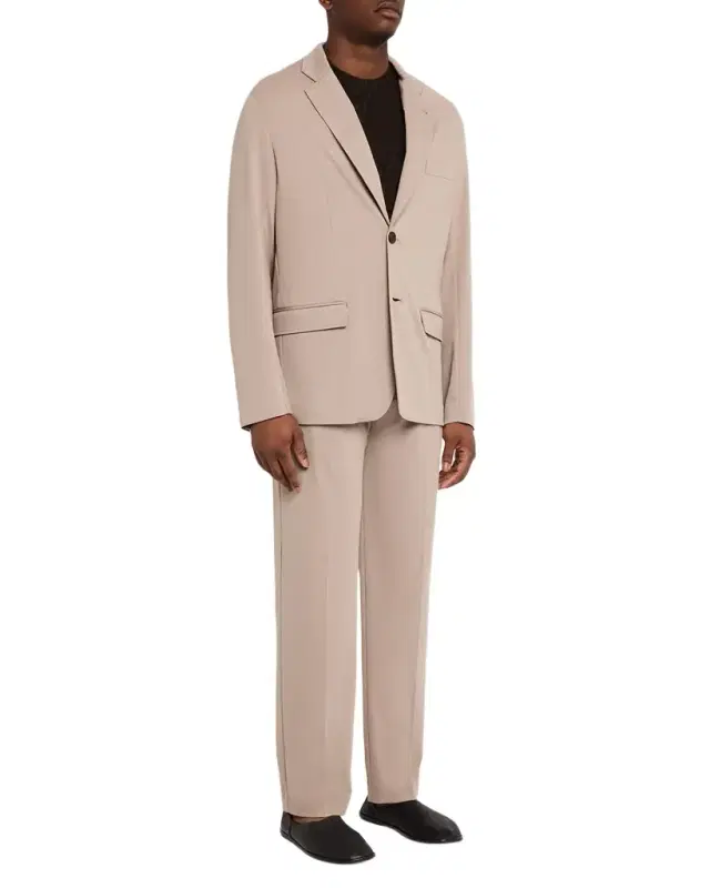Men's Micro-Jacquard Flat-Front Trousers
