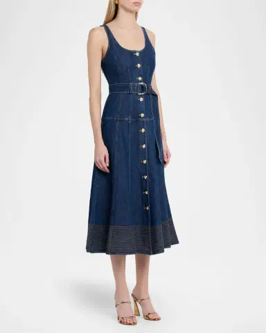 Cinq à Sept Kehlani A-Line Denim Midi Dress | Thumbnail 3