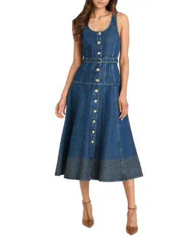 Cinq à Sept Kehlani A-Line Denim Midi Dress | Thumbnail 1