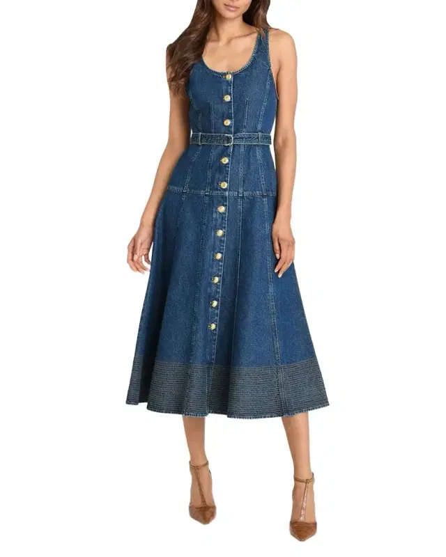 Kehlani A-Line Denim Midi Dress