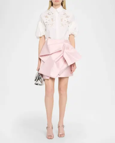 Dice Kayek Draped Silk Bow Mini Skirt | Thumbnail 2