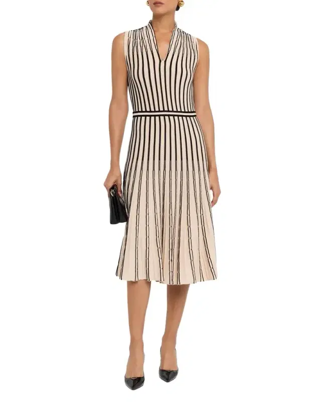 Sleeveless Pleated Knit Midi Dress