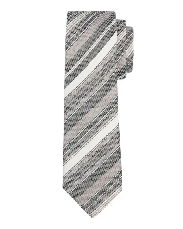 Men 's Variegated Stripe Linen and Silk Tie