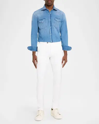 Kiton Men's Wool Slim Flat-Front Trousers | Thumbnail 2