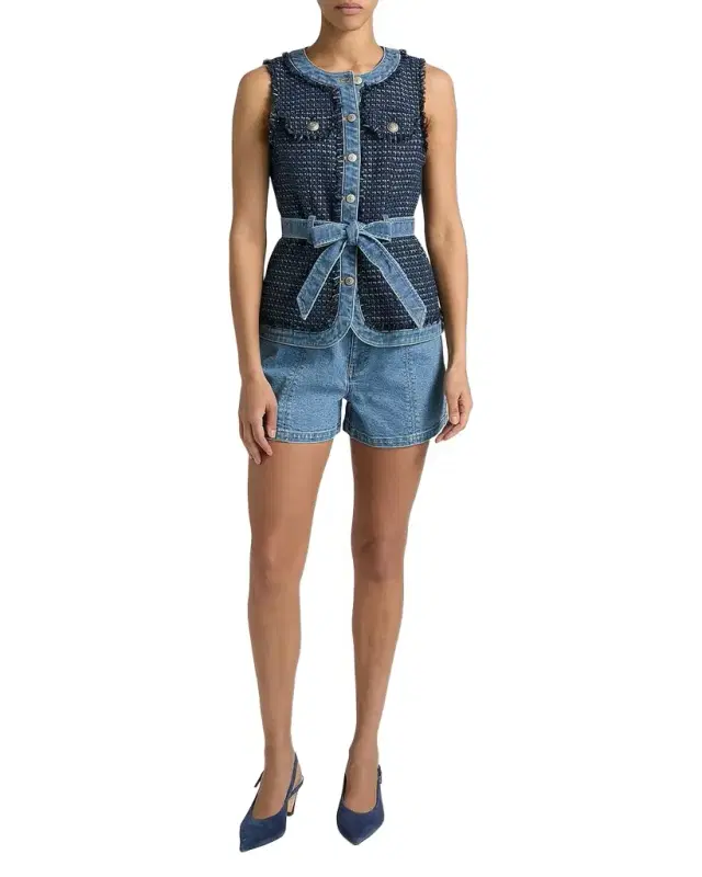 Vinny Denim Bouclé Shorts