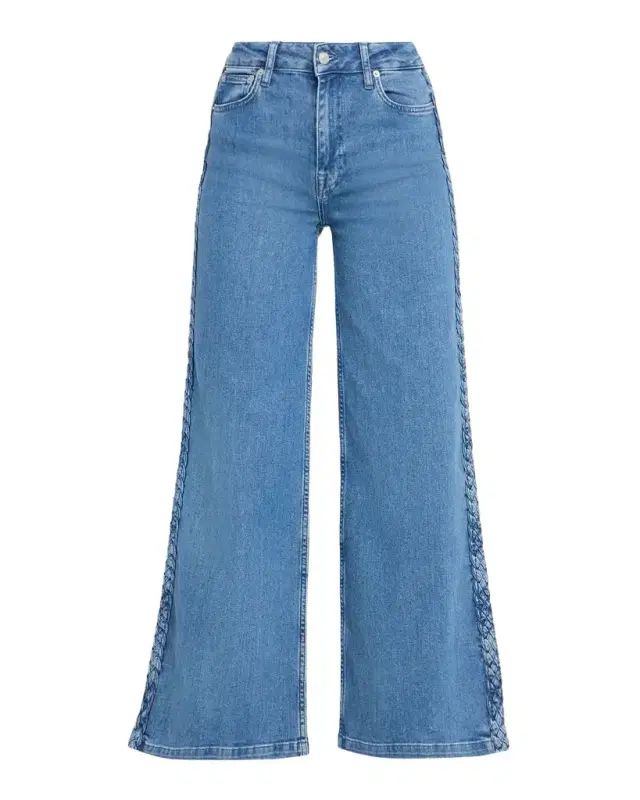 SIMKHAI Booker Braided Wide-Leg Jeans