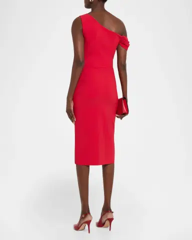 Chiara Boni La Petite Robe Adial Ruched One-Shoulder Midi Sheath Dress | Thumbnail 3 Chiara Boni La Petite Robe Adial Ruched One-Shoulder Midi Sheath Dress | Thumbnail 3