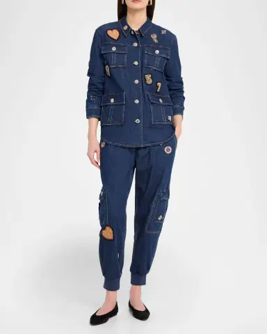 Cinq à Sept Vera Retro Love Denim Jacket | Thumbnail 2 Cinq à Sept Vera Retro Love Denim Jacket | Thumbnail 2