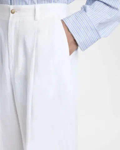 Dolce & Gabbana Men's Linen Wide-Leg Pleated Trousers | Thumbnail 5
