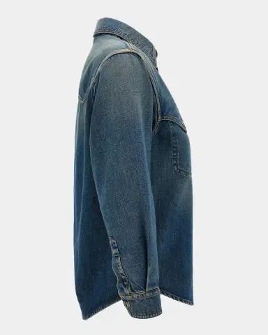 Versace Men's Denim Snap-Front Western Shirt | Thumbnail 3