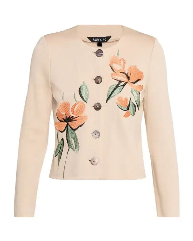 Heritage Floral-Embroidered Knit Cardigan