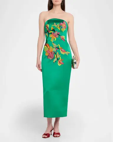 Amsale Arch Strapless Embroidered Column Cocktail Dress | Thumbnail 2
