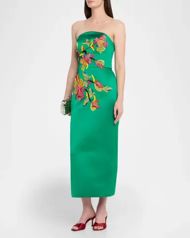 Amsale Arch Strapless Embroidered Column Cocktail Dress | Thumbnail 4