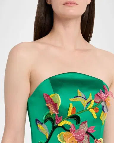 Amsale Arch Strapless Embroidered Column Cocktail Dress | Thumbnail 5