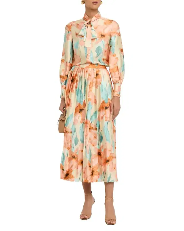 Pleated Floral-Print Crepe De Chine Midi Skirt Pleated Floral-Print Crepe De Chine Midi Skirt
