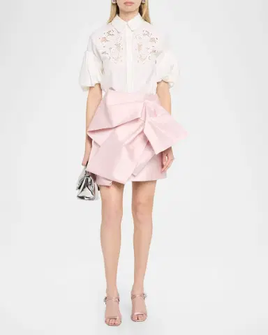 Dice Kayek Puff-Sleeve Embroidered Button-Down Top | Thumbnail 2