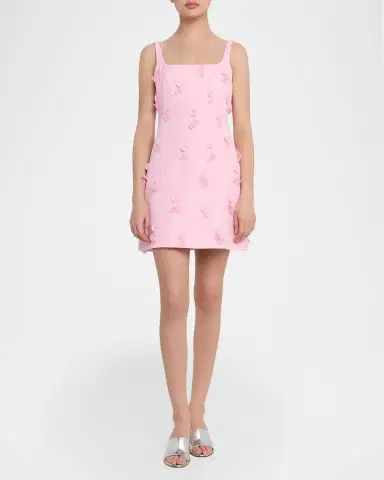 Simkhai Petal Applique Square-Neck Mini Dress | Thumbnail 2