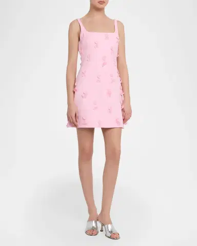 Simkhai Petal Applique Square-Neck Mini Dress | Thumbnail 4