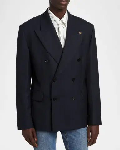 Versace Men's Pinstriped Wool Formal Jacket | Thumbnail 4 Versace Men's Pinstriped Wool Formal Jacket | Thumbnail 4