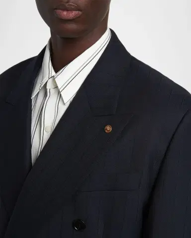 Versace Men's Pinstriped Wool Formal Jacket | Thumbnail 5 Versace Men's Pinstriped Wool Formal Jacket | Thumbnail 5