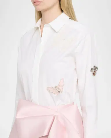 Dice Kayek Embroidered Butterfly Cotton Poplin Top | Thumbnail 5 Dice Kayek Embroidered Butterfly Cotton Poplin Top | Thumbnail 5