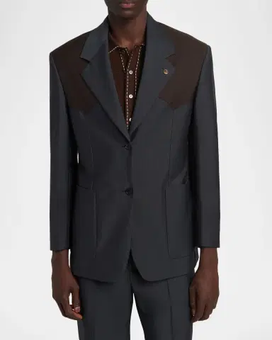 Versace Men's Single-Breasted Wool Formal Jacket | Thumbnail 4