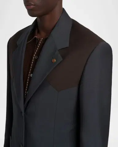 Versace Men's Single-Breasted Wool Formal Jacket | Thumbnail 5